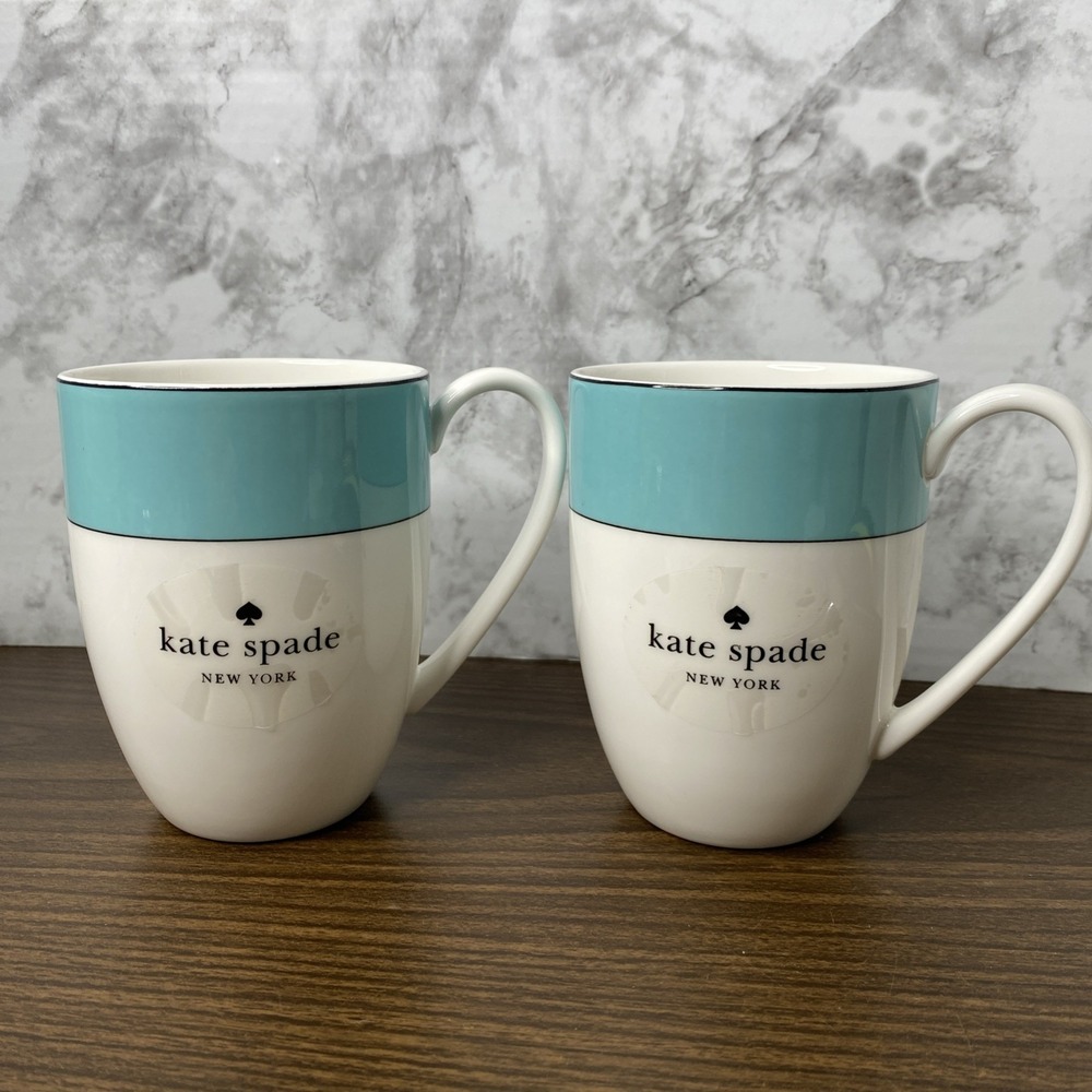 Lenox Kate Spade NY Rutherford Circle Turquoise 4.25" Mug set Of 2